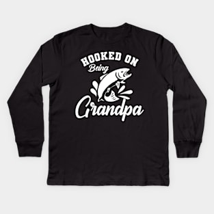 Fishing  Grandpa - Hooked on being grandpa Kids Long Sleeve T-Shirt